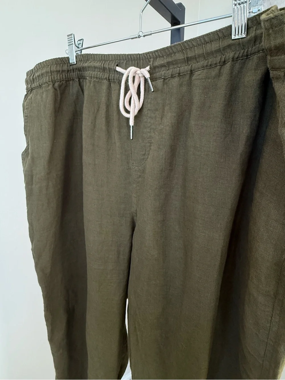 NEW Quince Mens 100% European Linen Drawstring Beach Pants Olive Dark Green XXL